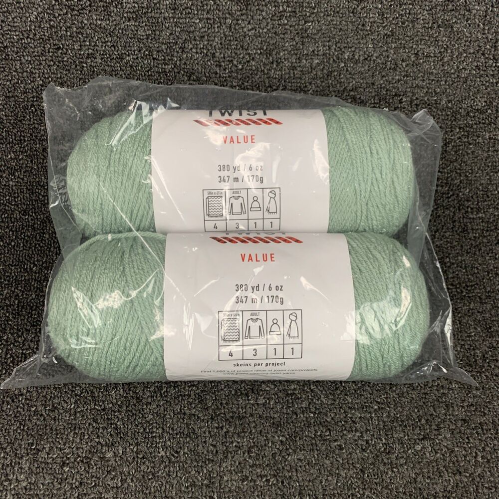 Lot Of 2 BIG TWIST Value Yarn Sage Green Acrylic Yarn 380 Yards 6oz. #4 Worsted